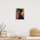 Moderne trendy vrouw Retro Sunset Poster (Keuken)