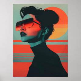 Moderne trendy vrouw Retro Sunset Poster