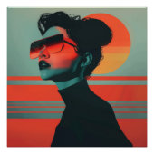 Moderne trendy vrouw Retro Sunset Poster (Voorkant)