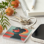 Moderne trendy vrouw Retro Sunset Sleutelhanger (Voorkant Rechts)