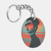 Moderne trendy vrouw Retro Sunset Sleutelhanger (Voorkant Links)