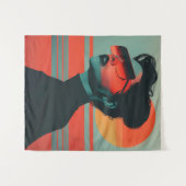 Moderne trendy vrouw retro zonsondergang wandtapij wandkleed (Voorkant (horizontaal))