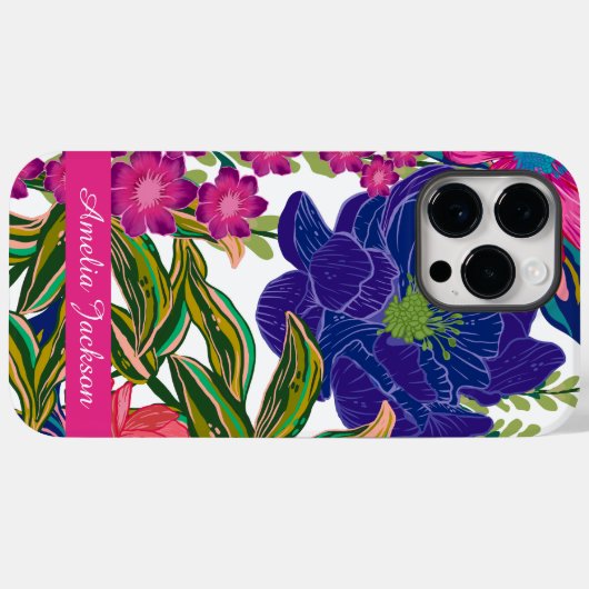 Moderne trendy waterverf bloemenroze Case-Mate iPhone case (Achterkant (horizontaal))