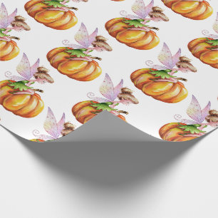 Moderne trendy Waterverf fee en pompoen Cadeaupapier