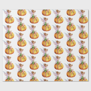 Moderne trendy Waterverf fee en pompoen Cadeaupapier