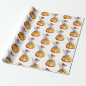 Moderne trendy Waterverf fee en pompoen Cadeaupapier (Uitgerold)