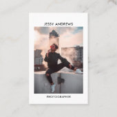 Moderne trendy Waterverf foto QR-code Visitekaartje (Voorkant)