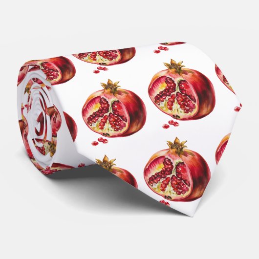 Moderne trendy waterverf Fruit Granaatappel Stropdas (Opgerold)