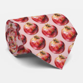 Moderne Trendy Waterverf Fruit Granaatappel Stropdas (Opgerold)