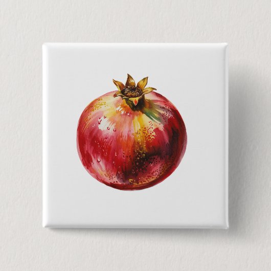 Moderne trendy waterverf granaatappel vierkante button 5,1 cm (Voorkant)