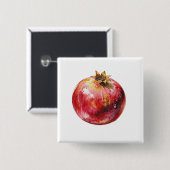 Moderne trendy waterverf granaatappel vierkante button 5,1 cm (Voorkant /achterkant)