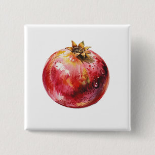 Moderne trendy waterverf granaatappel  vierkante button 5,1 cm