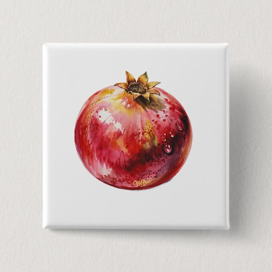 Moderne trendy waterverf granaatappel vierkante button 5,1 cm (Voorkant)