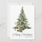 Moderne trendy Waterverf kerstboom Feestdagenkaart (Voorkant)