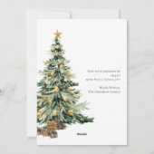 Moderne trendy Waterverf kerstboom Feestdagenkaart (Achterkant)