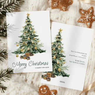 Moderne trendy Waterverf kerstboom Feestdagenkaart