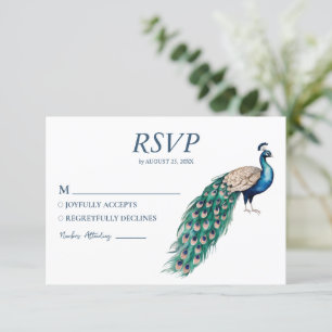 Moderne trendy Waterverf pauw RSVP Kaartje