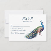 Moderne trendy waterverf pauw  RSVP kaartje (Voorkant)