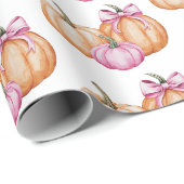 Moderne trendy Waterverf pompoen Coquette Bow Cadeaupapier (Rol Hoek)