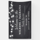 Moderne trendy Welkom Familie Reünie String Lights Spandoek (Verticaal)