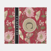 Moderne Trendy Wilde Bloem Botanische Bloem Monogr Fleece Deken (Voorkant (Horizontaal))