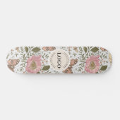 Moderne Trendy Wilde Bloem Botanische Bloem Monogr Persoonlijk Skateboard (Horizontaal)
