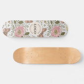 Moderne Trendy Wilde Bloem Botanische Bloem Monogr Persoonlijk Skateboard (Horizontaal)