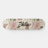 Moderne Trendy Wilde Bloem Botanische Bloem Monogr Persoonlijk Skateboard (Horizontaal)