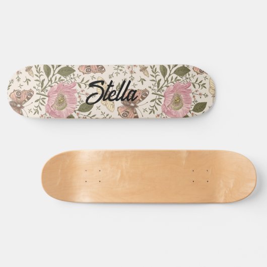 Moderne Trendy Wilde Bloem Botanische Bloem Monogr Persoonlijk Skateboard (Horizontaal)