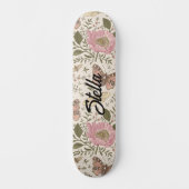 Moderne Trendy Wilde Bloem Botanische Bloem Monogr Persoonlijk Skateboard (Voorkant)
