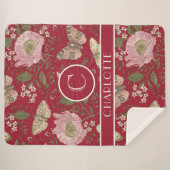 Moderne trendy wilde bloem botanische bloem monogr sherpa deken (Voorkant (horizontaal))