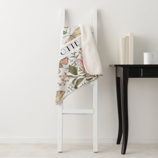 Moderne trendy wilde bloem botanische bloem monogr sherpa deken (In situ)