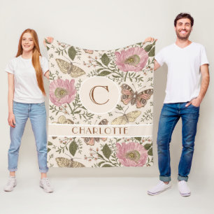 Moderne Trendy Wilde Bloem Botanische Bloemige Mon Fleece Deken