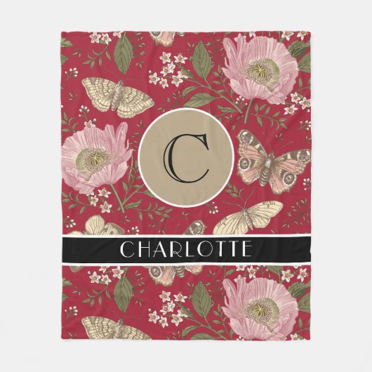 Moderne Trendy Wilde Bloem Botanische Bloemige Mon Fleece Deken (Voorkant)