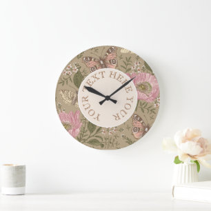 Moderne Trendy Wilde Bloem Botanische Bloemige Mon Grote Klok