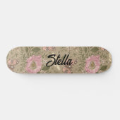Moderne Trendy Wilde Bloem Botanische Bloemige Mon Persoonlijk Skateboard (Horizontaal)