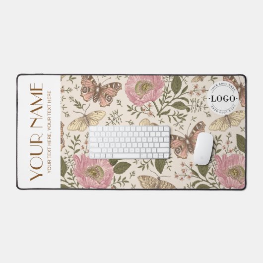 Moderne Trendy Wildflower Botanische Bloemen Monog Bureaumat (Keyboard & Muis)