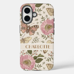 Moderne Trendy Wildflower Botanische Bloemen Monog iPhone 16 Hoesje