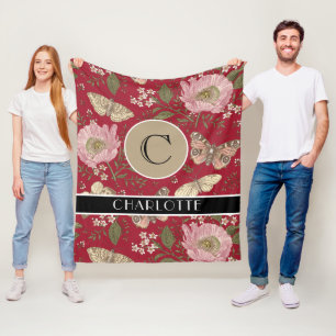 Moderne Trendy Wildflower Botanische Bloemen Monog Fleece Deken