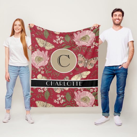 Moderne Trendy Wildflower Botanische Bloemen Monog Fleece Deken (In situ)