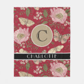 Moderne Trendy Wildflower Botanische Bloemen Monog Fleece Deken (Voorkant)