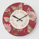 Moderne Trendy Wildflower Botanische Bloemen Monog Grote Klok (Voorkant)