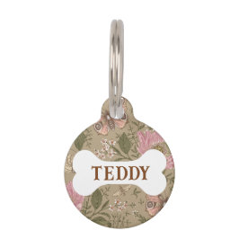 Moderne Trendy Wildflower Botanische Bloemen Monog Huisdierpenning