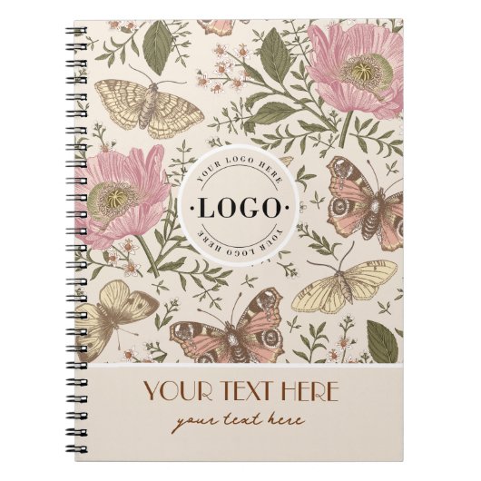 Moderne Trendy Wildflower Botanische Bloemen Monog Notitieboek (Voorkant)