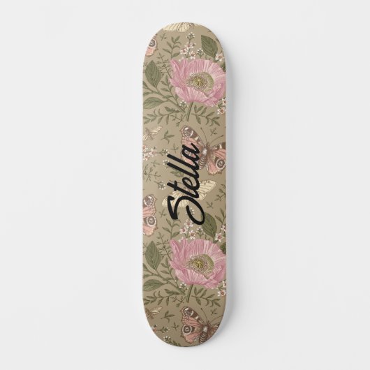 Moderne Trendy Wildflower Botanische Bloemen Monog Persoonlijk Skateboard (Voorkant)