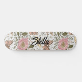 Moderne Trendy Wildflower Botanische Bloemen Monog Persoonlijk Skateboard (Horizontaal)