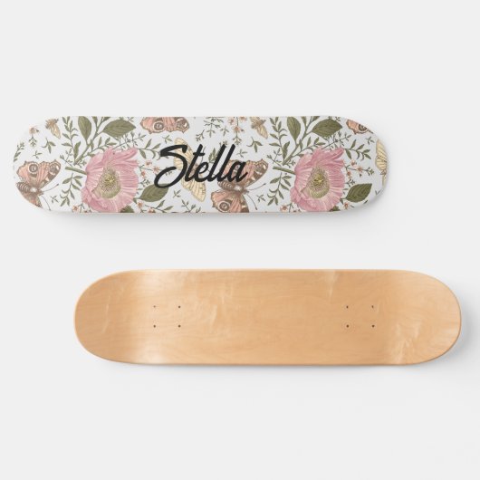 Moderne Trendy Wildflower Botanische Bloemen Monog Persoonlijk Skateboard (Horizontaal)