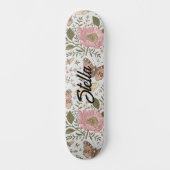 Moderne Trendy Wildflower Botanische Bloemen Monog Persoonlijk Skateboard (Voorkant)