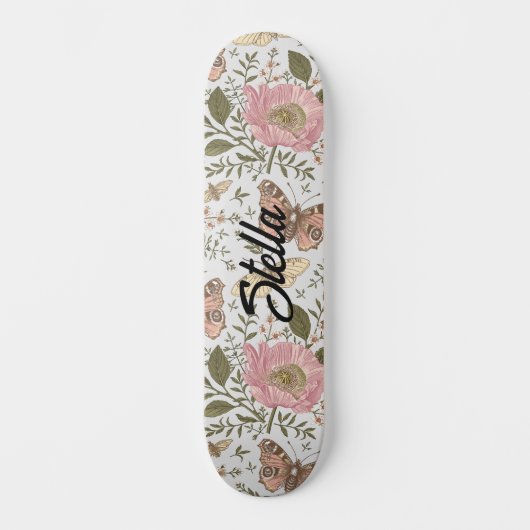 Moderne Trendy Wildflower Botanische Bloemen Monog Persoonlijk Skateboard (Voorkant)