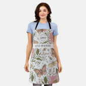 Moderne Trendy Wildflower Botanische Bloemen Monog Schort (Gedragen)